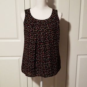 Elle black sleeveless top with multicolored spots